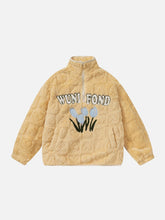 Floral Embroidered Sherpa Coat